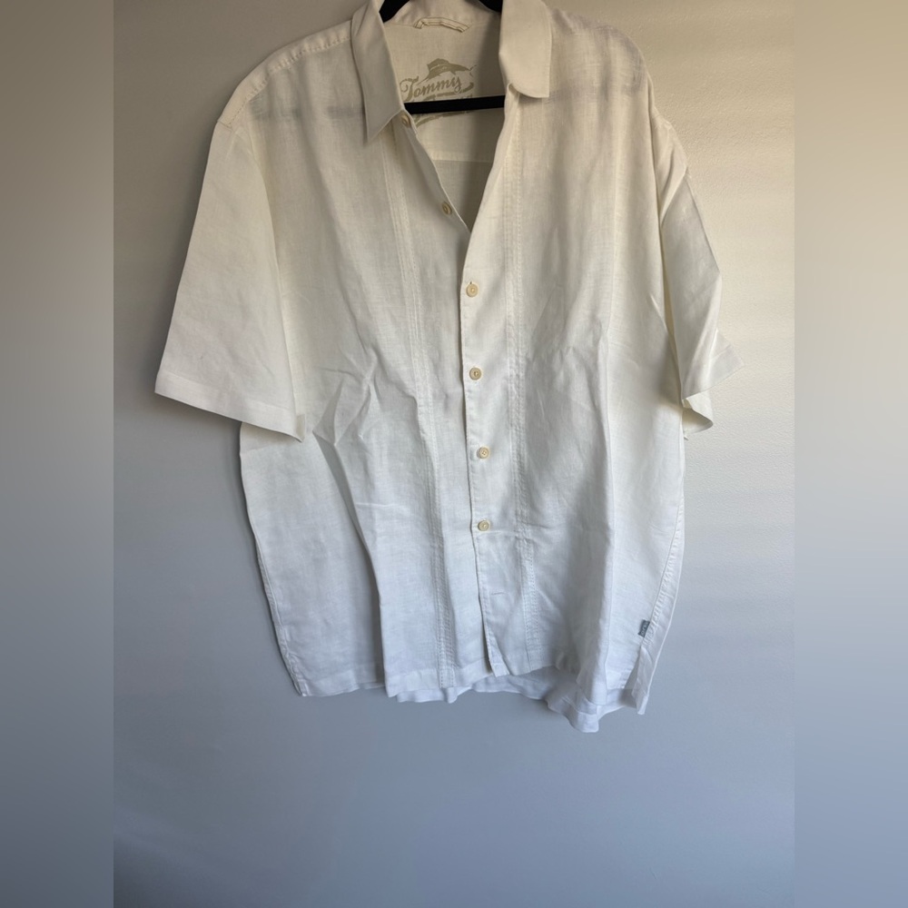 Tommy Bahama Cream Linen Casual Button Down Shirt